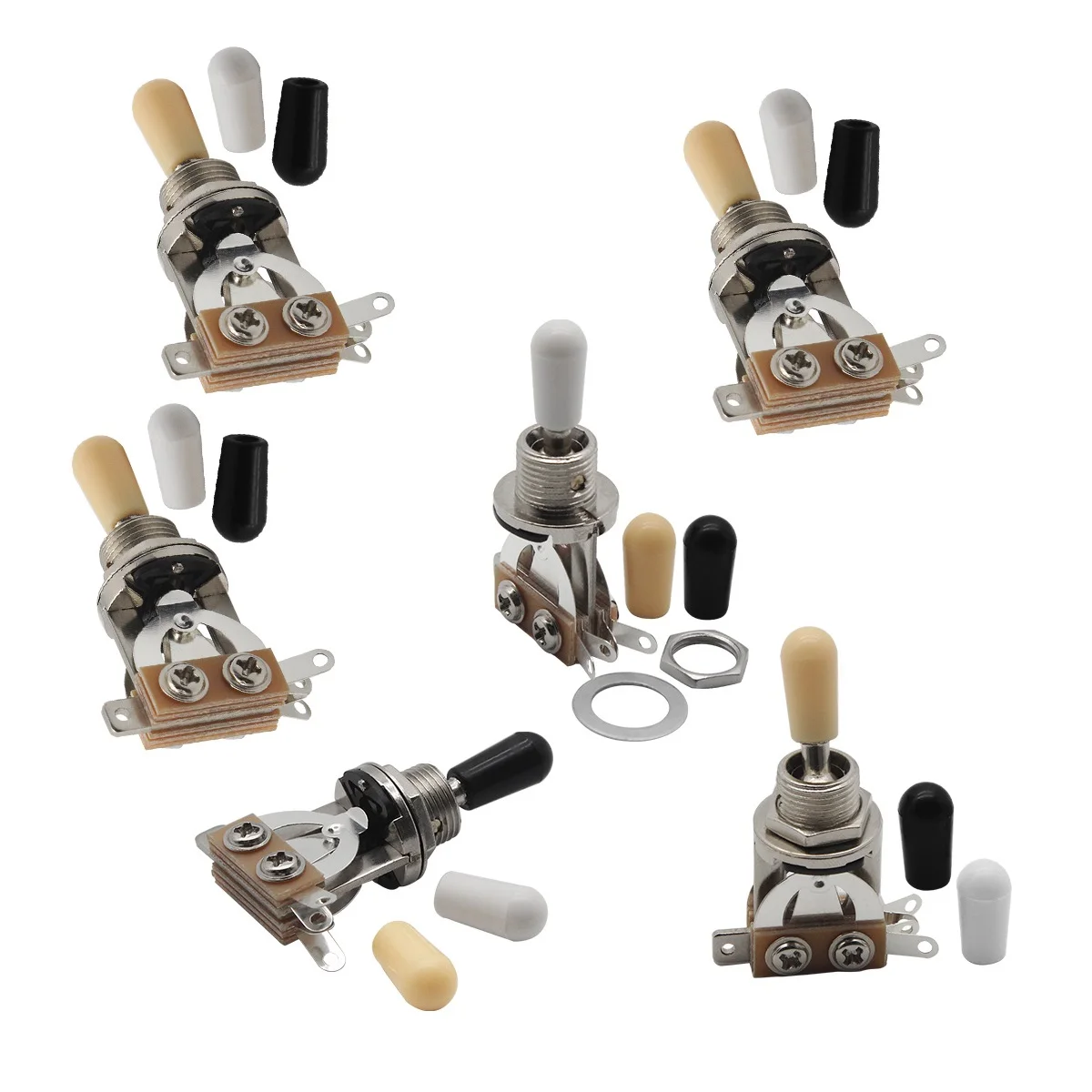 6 قطع من مفتاح جهاز انتقاء الالتقاط ثلاثي الاتجاهات للجيتار مع قبعات - مفتاح أجزاء الجيتار #3