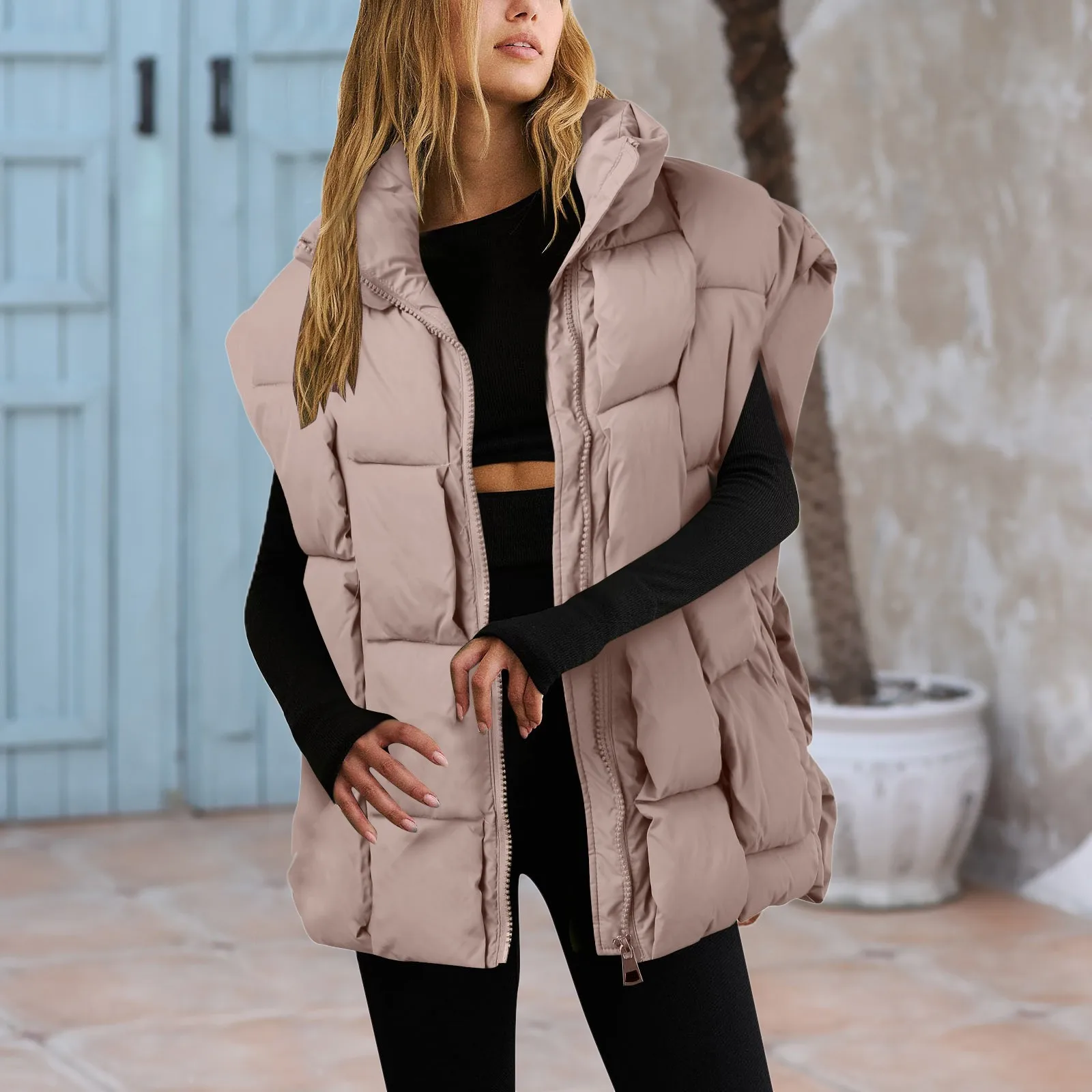 Winter Jackets Fashion Padded Vests Sleeveless Women\'s Vest Warm Coat Oversize Outwear Puffer 2023 Long Ladies Loose Vest Coat