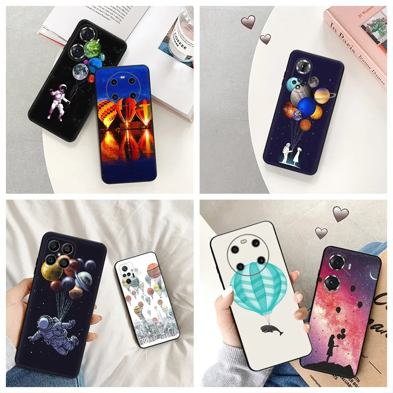 Silicone Black Phone Case for Honor x8b Magic5 x9 x7 b x6 x8 a 90 70 8x x8a x7b x9b Balloon Star Pixel 6a 7a 8a 7 6 8 Pro Cover