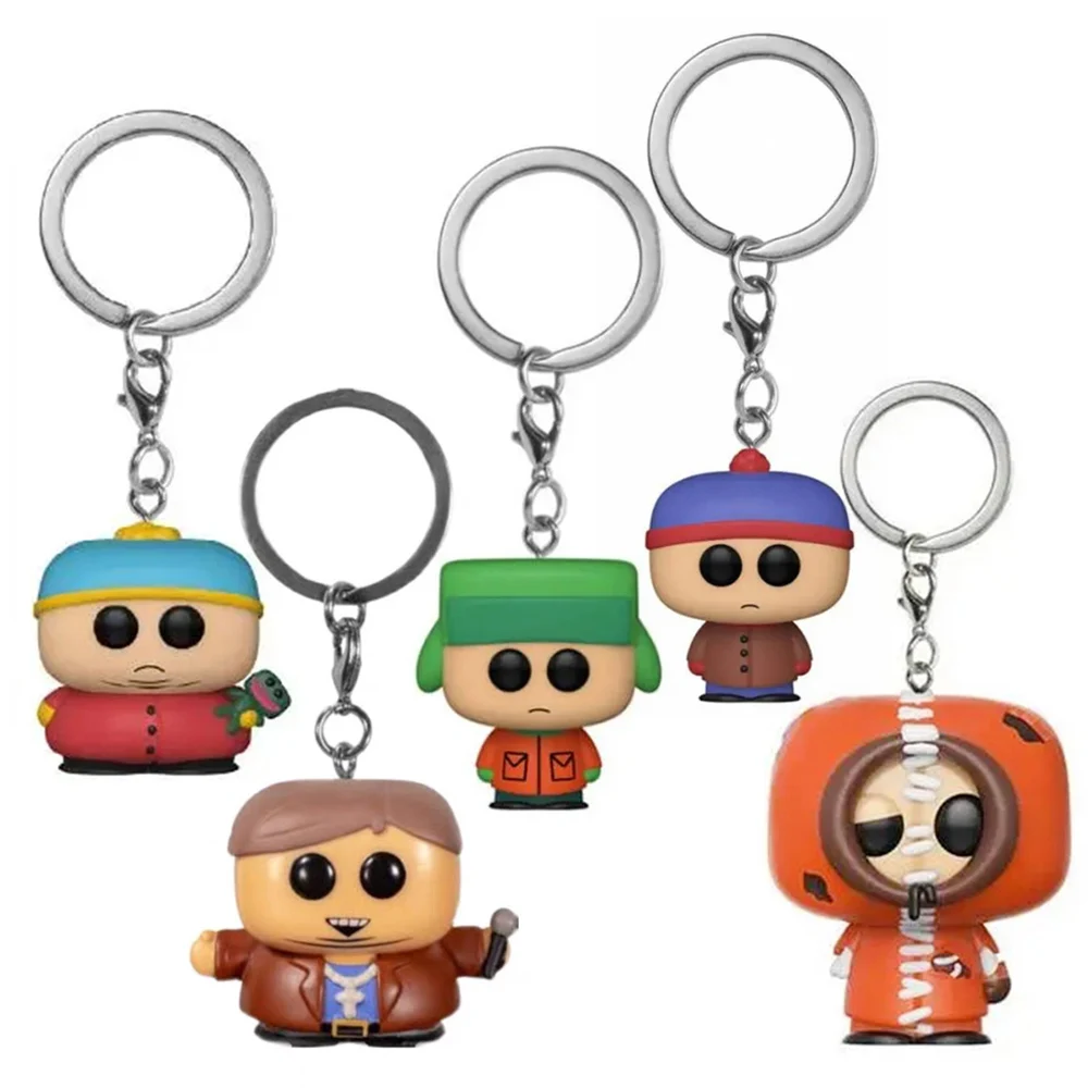 Nuevos estilos de llaveros de bolsillo de South Park, Kyle, Stan, Zombie, Kenny, Cartman, figuras de PVC, juguetes para niños, regalo de cumpleaños