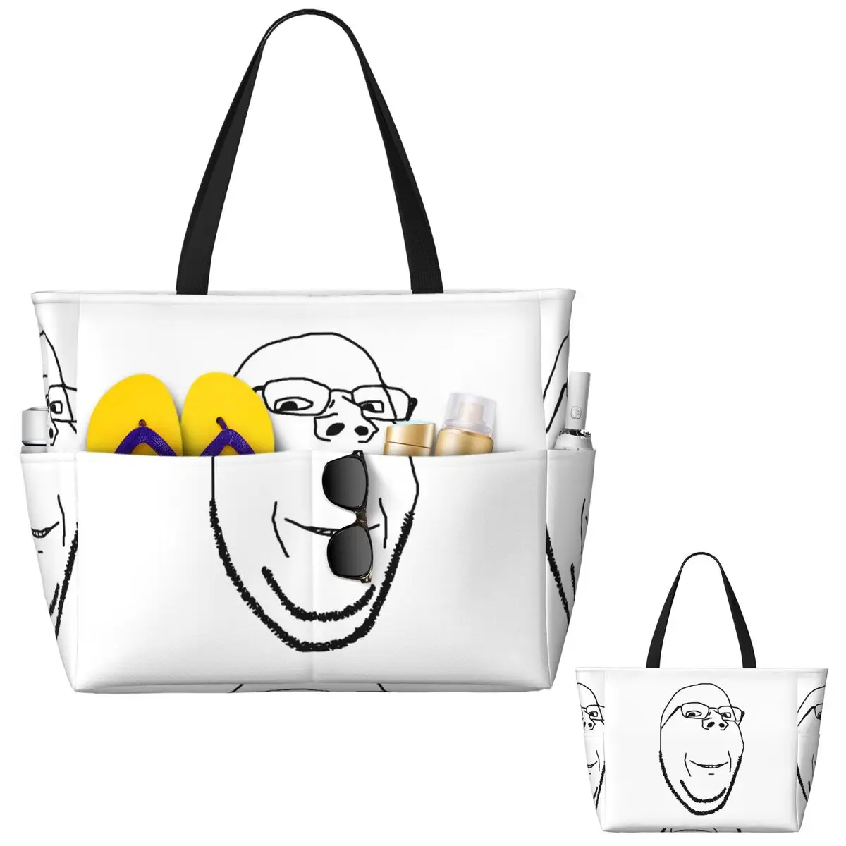 يبتسم صحي Wojak Soyjak حقيبة حمل على الشاطئ حقيبة رياضة رياضة اليوغا واق من المطر كبير حمل حقيبة المرأة حقيبة سفر حقيبة اللياقة البدنية #2