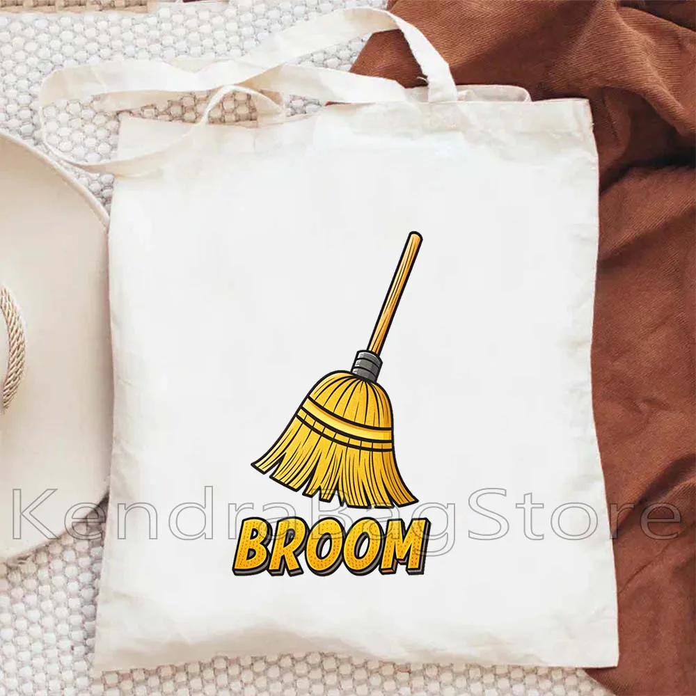

Colorful Cute Broom Print Upgraded Straps Customized Gifts Canvas Bag Tote Bag Personalized Tote Bag Party Beach Cotton Handbag