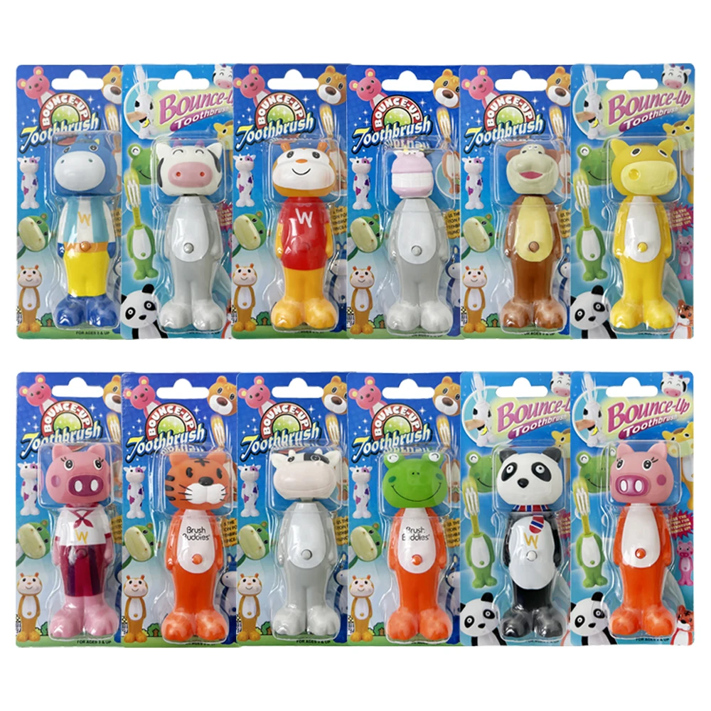 Cute Cartoon Animal Retractable Handle Toothbrush Baby Kids Clean Toothbrush Dental Oral Care Brush Tool Training Toothbrushes