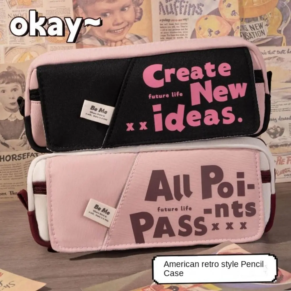سعة كبيرة كاندي حقيبة أقلام رصاص ملونة الرجعية الكتابة على الجدران الدوبامين القرطاسية حقيبة التخزين لمسة ناعمة مقلمة محمولة
