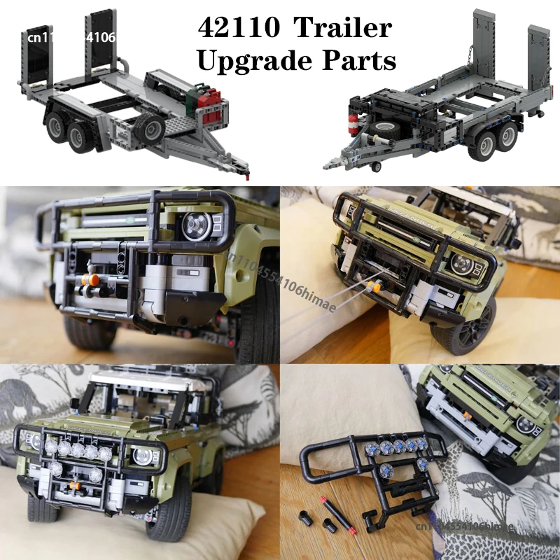 NEW Trailer Lights Hitch Foldable Jack Tow Hitch Towbar for 42110 Upgrade Trailer Building Block DIY Brick Kid Toy Gift