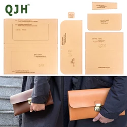 QJH Handmade Leather Goods Pattern Drawing Men's Casual Handbag Wallet Mobile Phone Bag Leather Kraft Paper Template