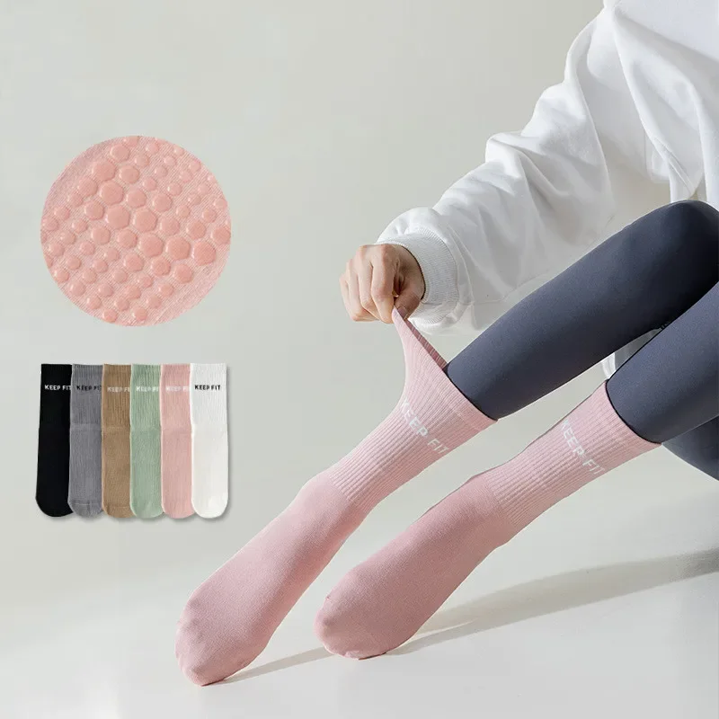 

New Women Yoga Socks Professional Silicone Non-slip Pilates Socks Cotton Breathable Indoor Fitness Gym Dance Sports Socks Women