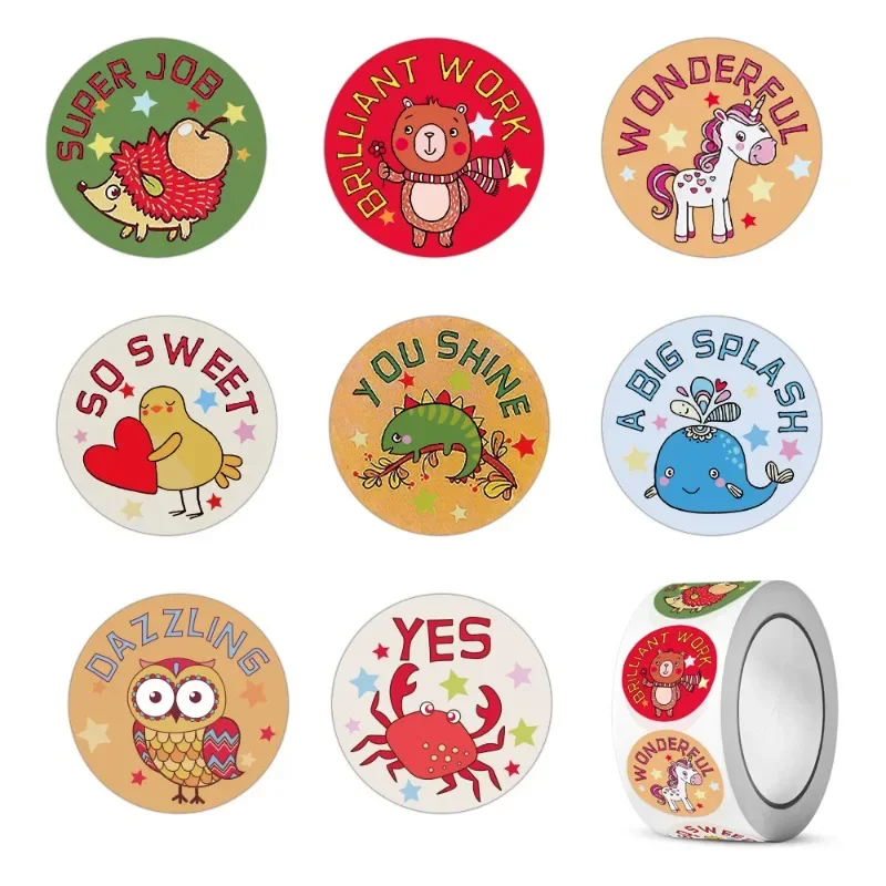 Round Marine Sea Animal Stickers In 8 Designs Envelope Sealing Scrapbook Label for Kids Handmade Gift Decoration Sticker