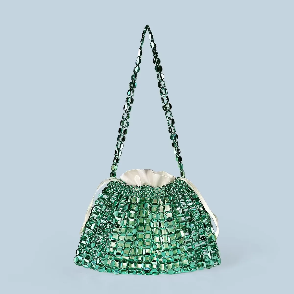 

Silver New Product Women Bag Fashion Handmade Beaded Weaving Handbag Hollow Shoulder Crossbody Bags For Women Designer Bag