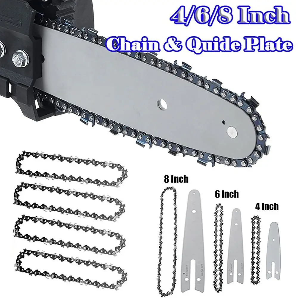 1Set New for Electric Saw Chain Guide Plate Set Logging Pruning Garden Tool Saw Chain Kit 4/6/8 Inch Steel Chain Saw Plate