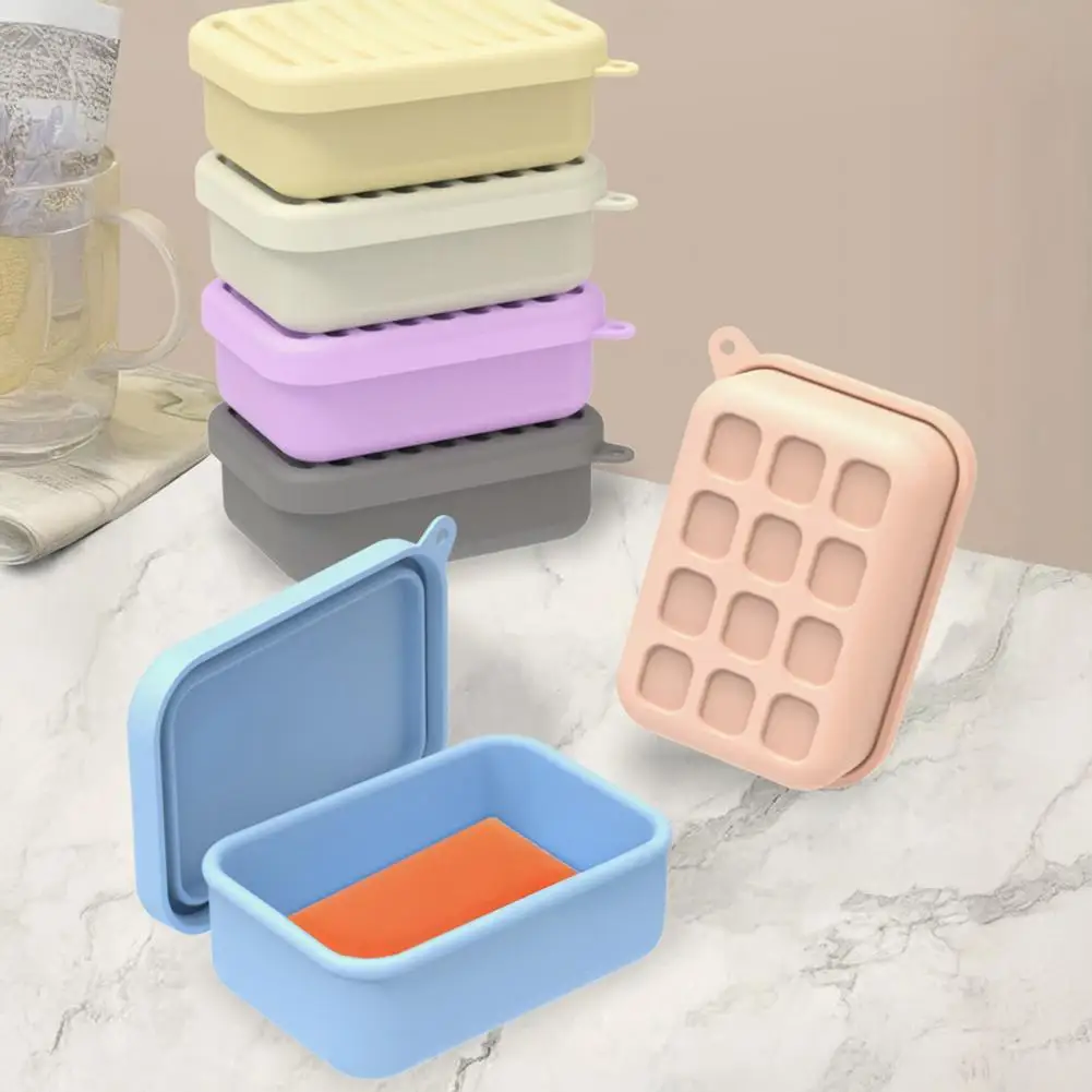 

Silicone Soap Box Portable Leak-proof Silicone Soap Case with Drainage Lid for Travel Compact Bar Soap Container Holder Durable