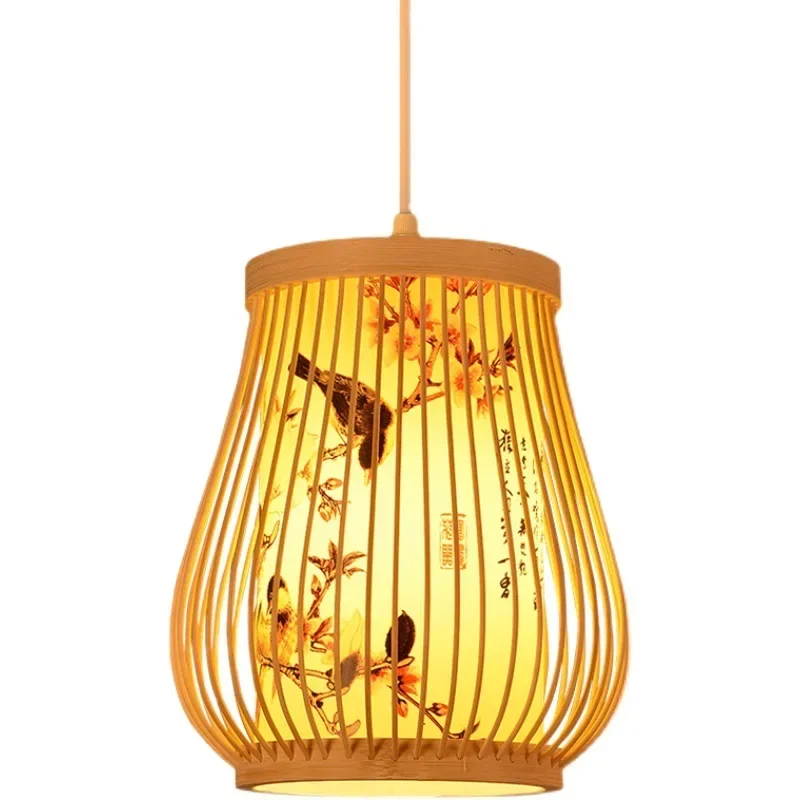 Bamboo Chandelier Chinese Style Tea Room Homestay Hotel Living Room  Hot Pot Restaurant Bamboo Art Lighting Fixtures