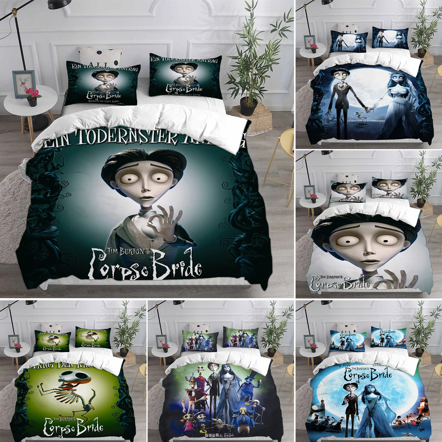 

Anime Tim Burton's Corpse Bride Bedding Sets Comforter Quilt Bed Cover Duvet Cover Pillow Case 2-3 Pieces Sets Kids Adult Size