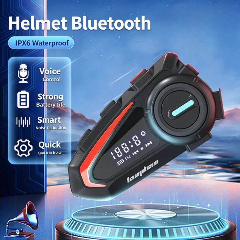 Motorcycle Helmet Bluetooth Headset with Screen Full Face Wireless Headphone Waterproof Long Battery Moto Riding Intercom Earp