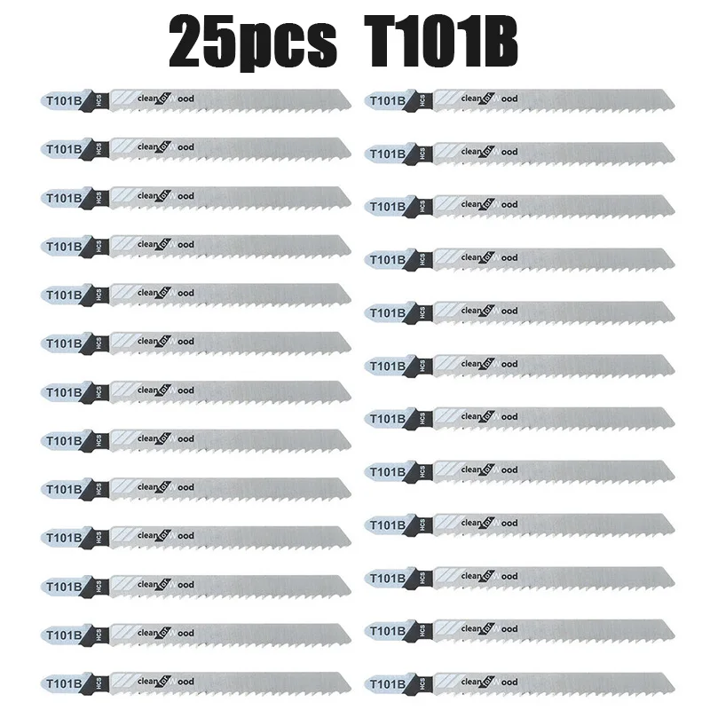 Hojas de sierra de calar, hojas de sierra de calar de 25 uds, T101B, HCS, 100mm, para madera, Metal, plástico, vástago en T