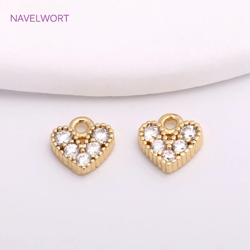 Trendy Heart Earring Pendants 14K Gold Plated Inlaid Zircon Love Charms For Earring Making Parts DIY Jewelry Making Accessories