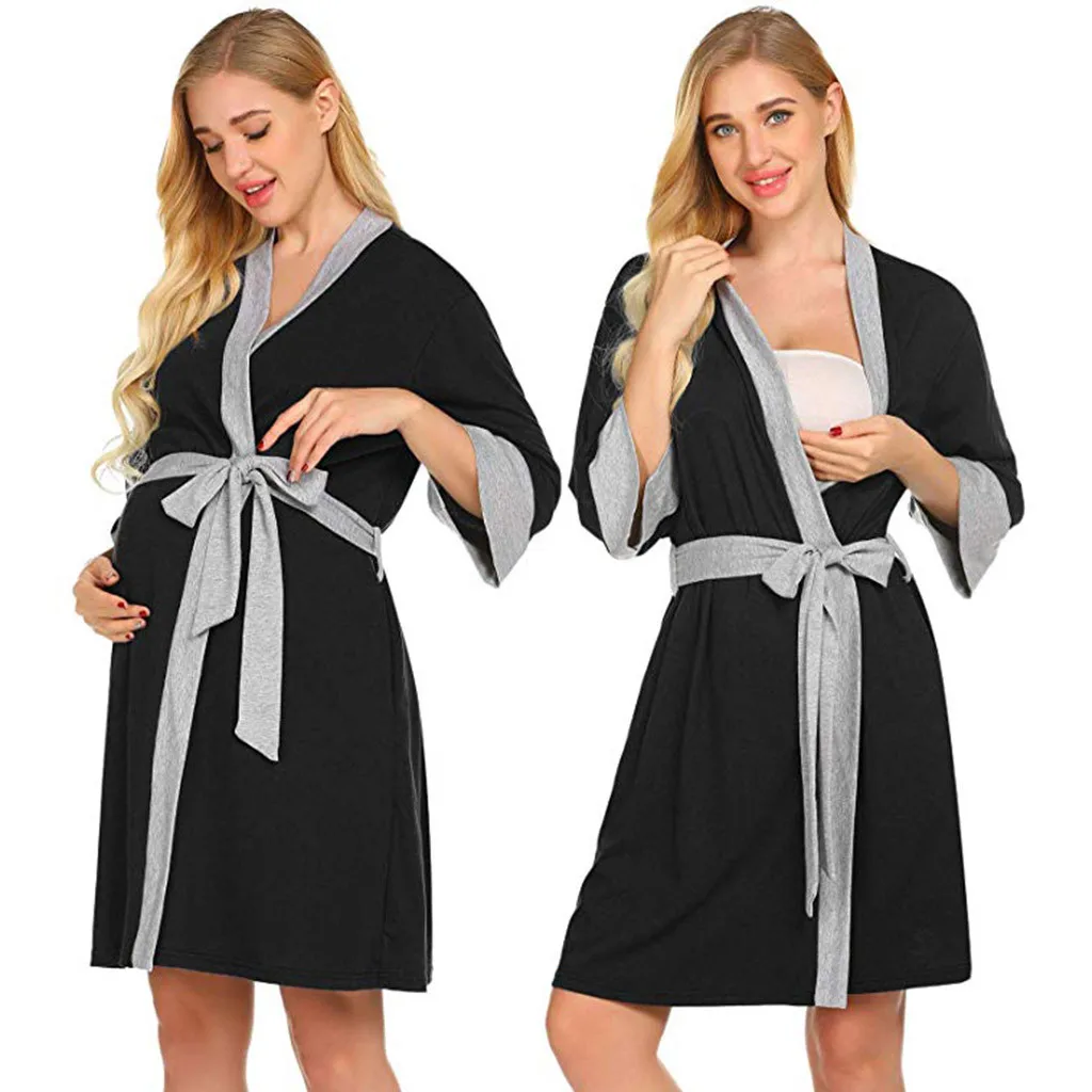 Kimonos for Women Japanese Maternity Gown Maternity Dress Postpartum Home Dress Nursing Dress Silk Kimono Japanese Nightgowns