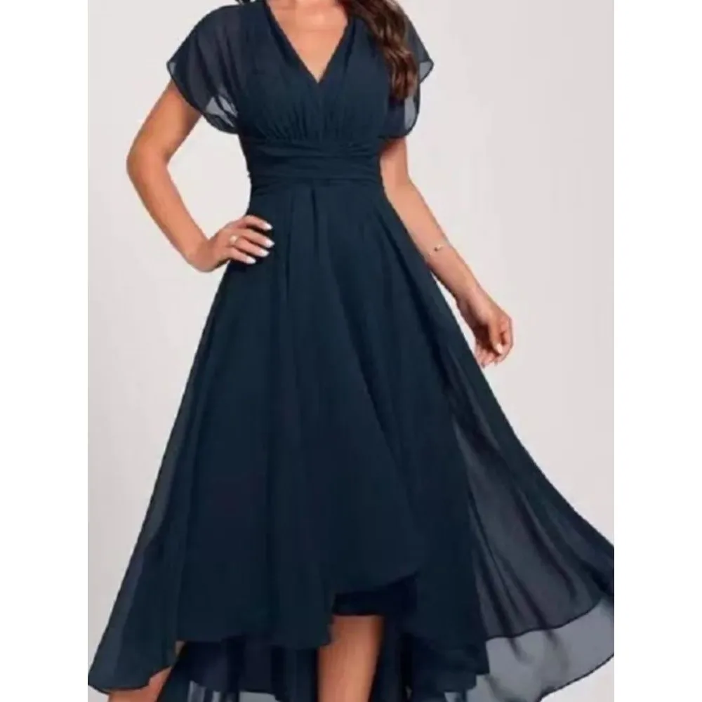 Vestidos de gasa con cuello en V y temperamento a la moda para mujer, vestidos es coloridos para mujer, adecuados para...