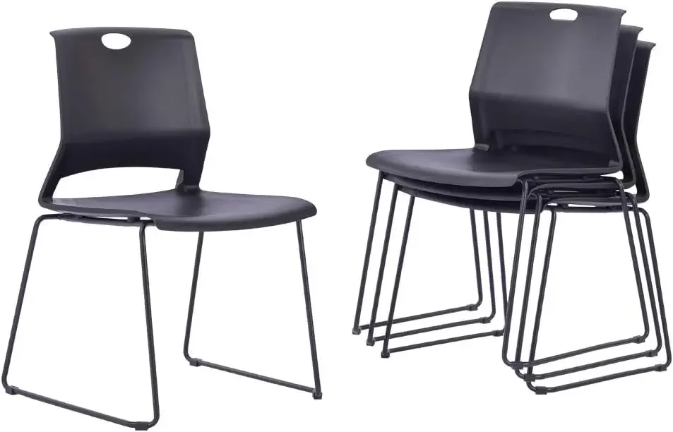 

Stacking Chairs Stackable Waiting Room Chairs Conference Room Chairs-Black (Set of 4)