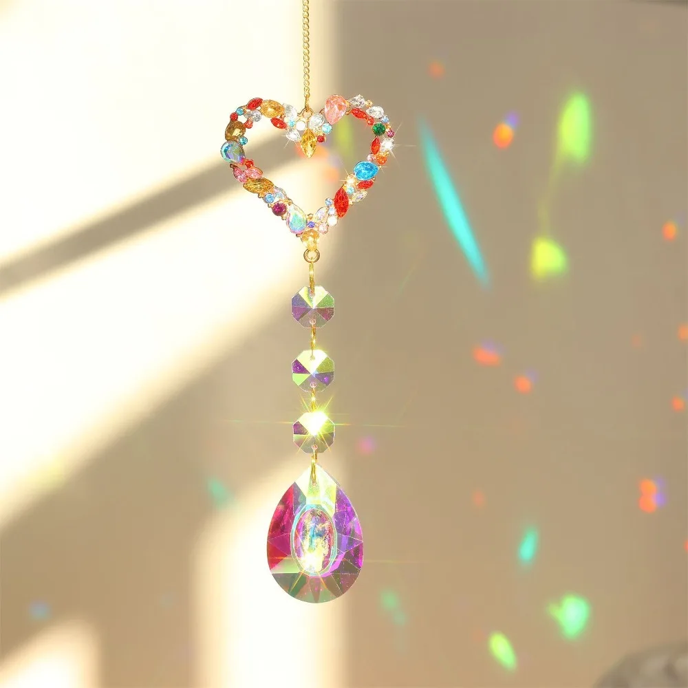 Room Rainbow Suncatcher Colorful Diamond Love Star Butterfly Hanging Glass Prisms Multicolored Window Ornament Sun Catcher