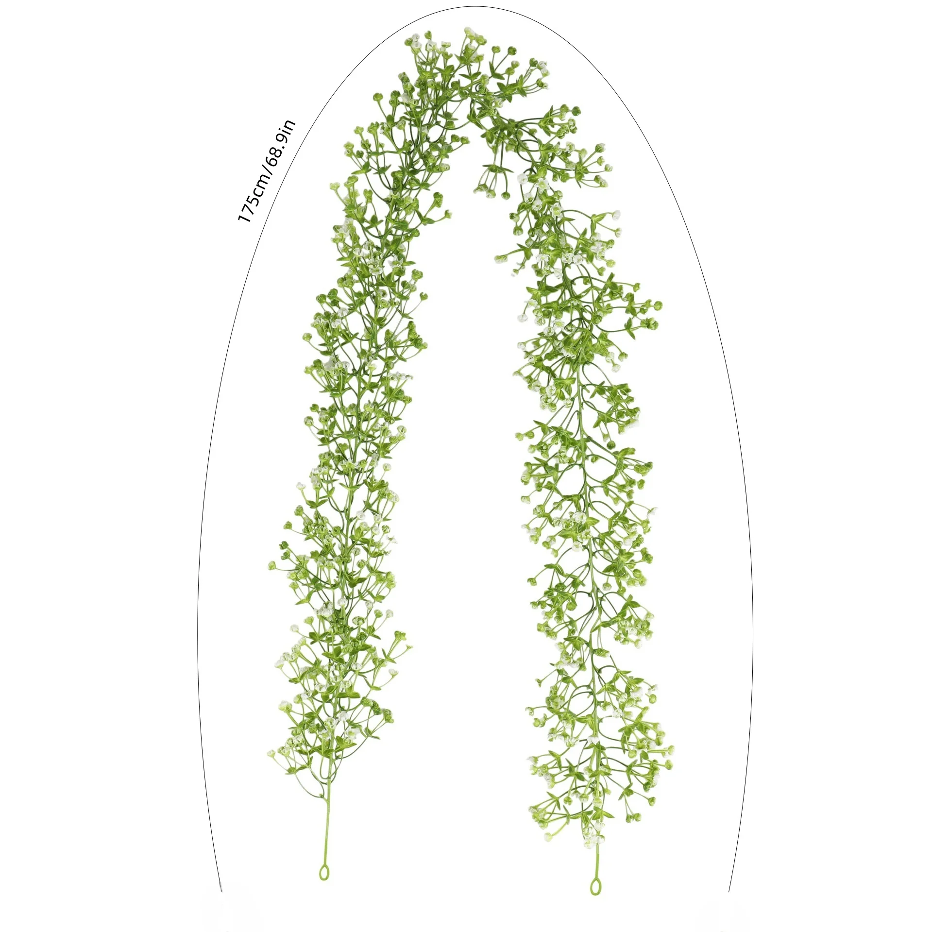 175cm/68.9in Artificial Plant Gypsophila Garland Long Vine White Fake Baby Breath Flower Rattan DIY for Home Arch Indoor Outdoor