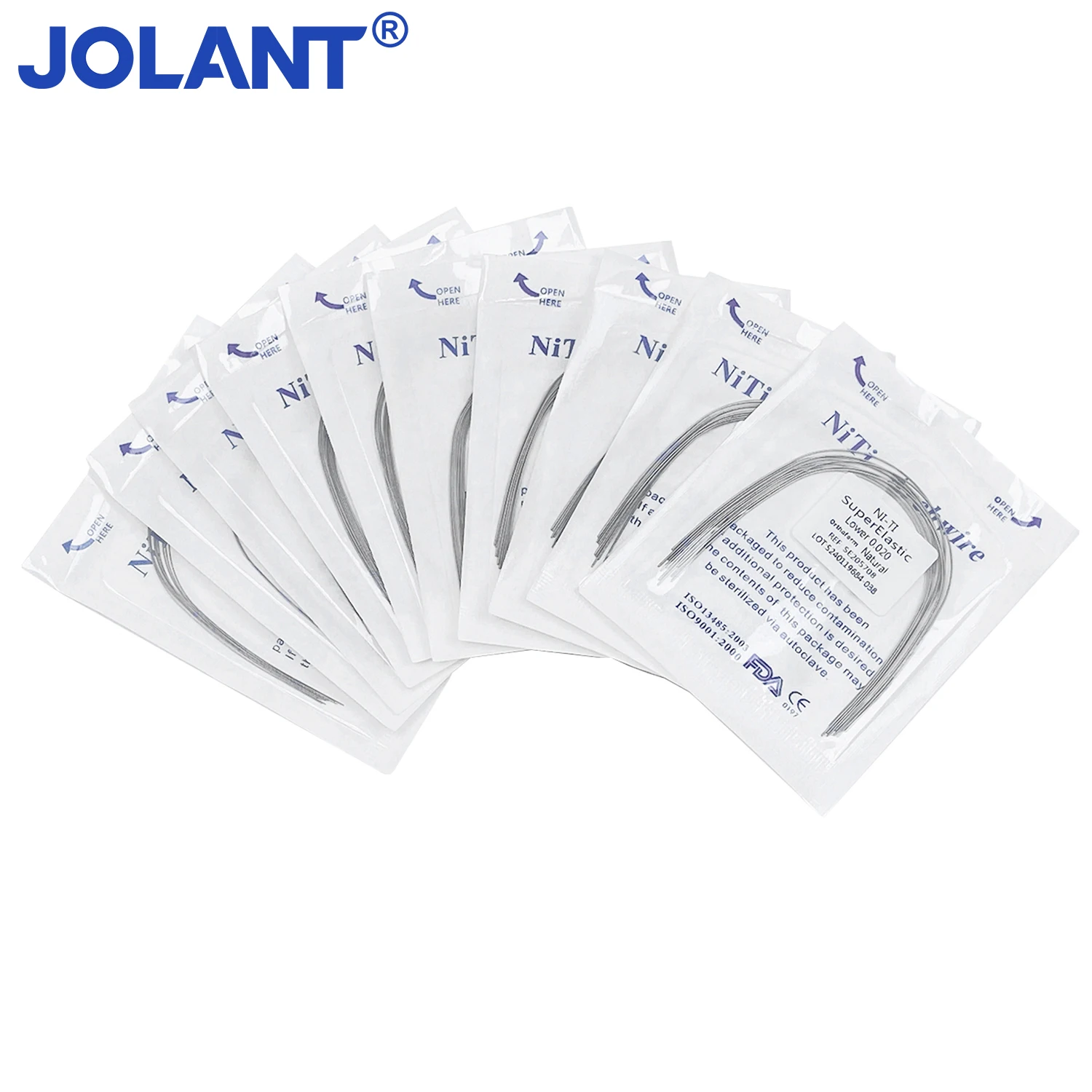 JOLANT Dental Arch Wires, Niti Natural Form, Redondo e Retangular, Super Elástico, Suporte Ortodôntico, 10Pcs