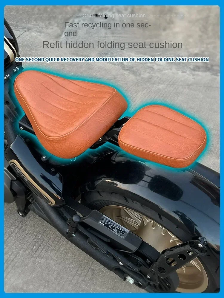 Suitable for Benda Napoleon 450 Retro Folding Cushion Hiding Double Cushion bobber Seat Leather Seat