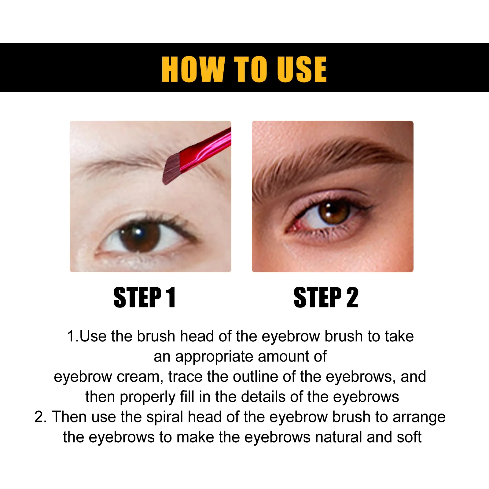 Tinte de cejas marrón oscuro impermeable y a prueba de manchas, cejas naturales 3D, Color de larga duración con cepillo, fórmula vegana