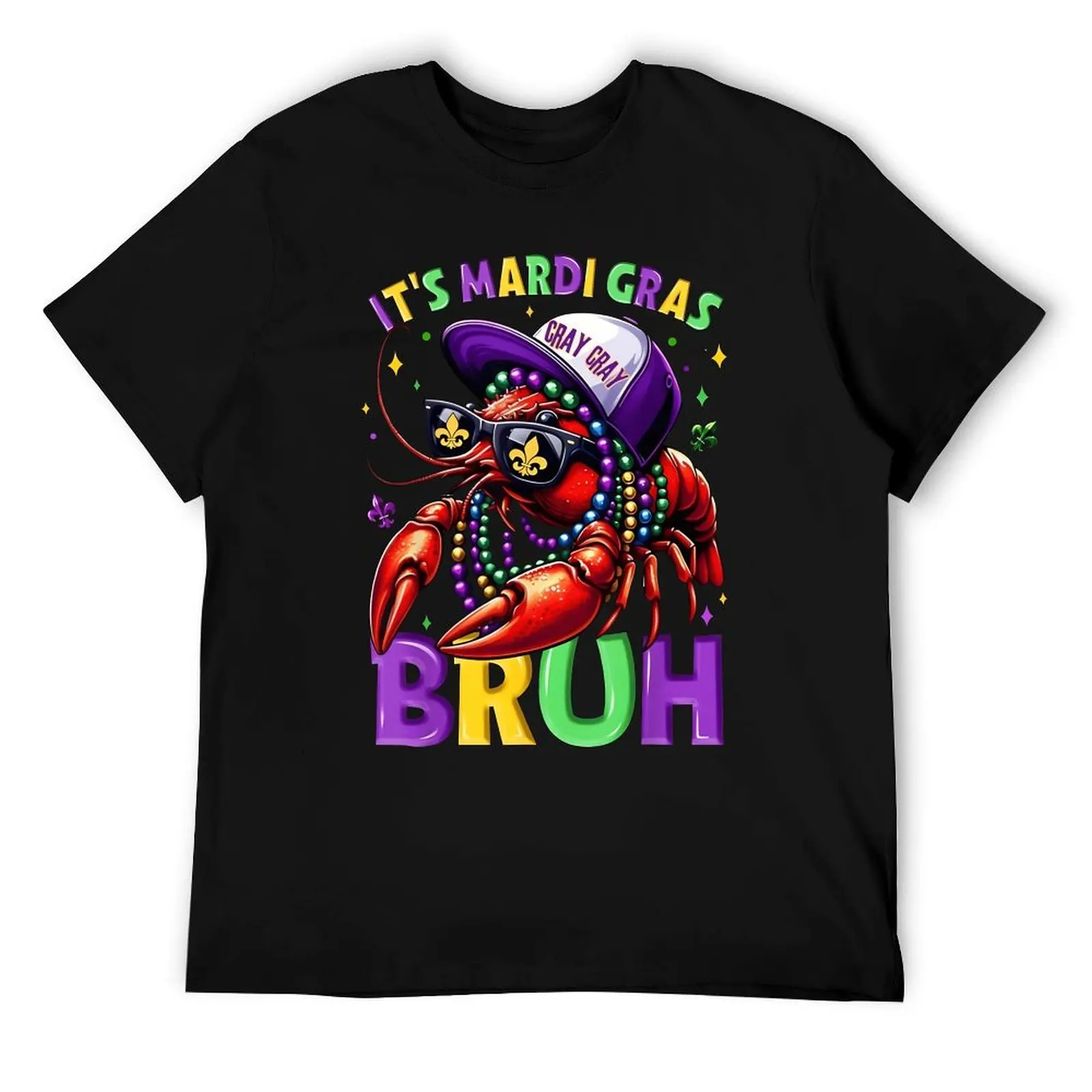 تي شيرت Mardi Gras Crab Party برقبة دائرية، تي شيرت جديد للسفر، مقاس الولايات المتحدة الأمريكية المضحك