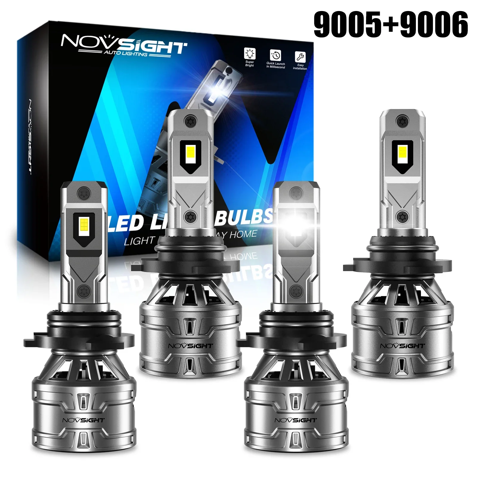 NOVSIGHT 2PCS 9006 2PCS 9005 Led Headlight Bulbs High Low Beam Car Lamp 60W 13000LM 6500K White Plug and Play Led Lights For Car