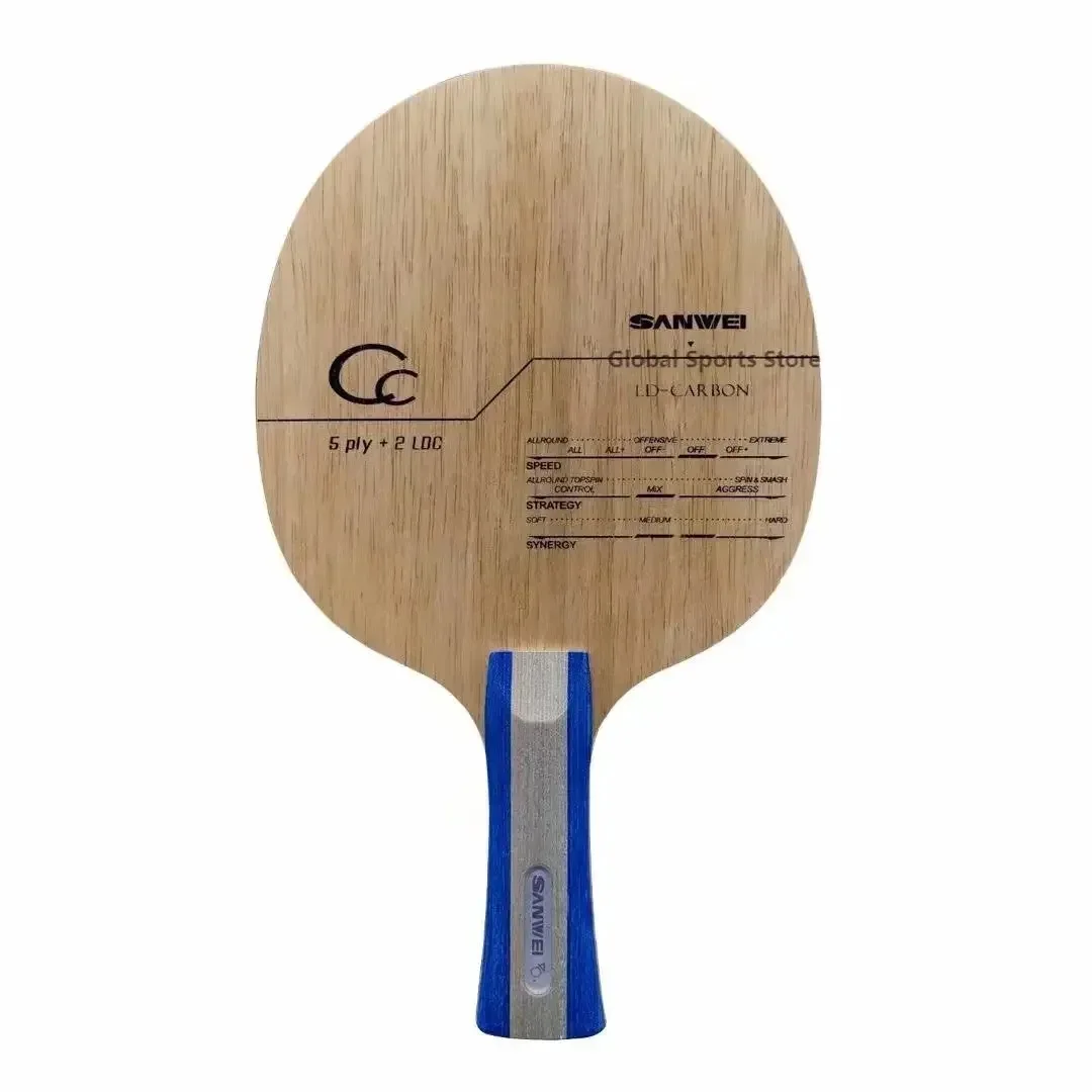 Original SANWEI CC ตารางเทนนิสใบมีด 5 ไม้ + 2 คาร์บอน OFF ++ การฝึกอบรม Sanwei Ping Pong Racket BAT Paddle tenis de