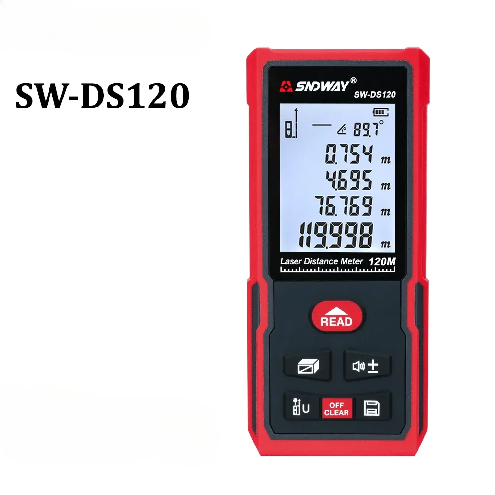 SNDWAY Laser Distance Meter 50m 70m 100m 120m Rangefinder Digital Range Finder Trena Roulette Ruler Distance Measuring Tape