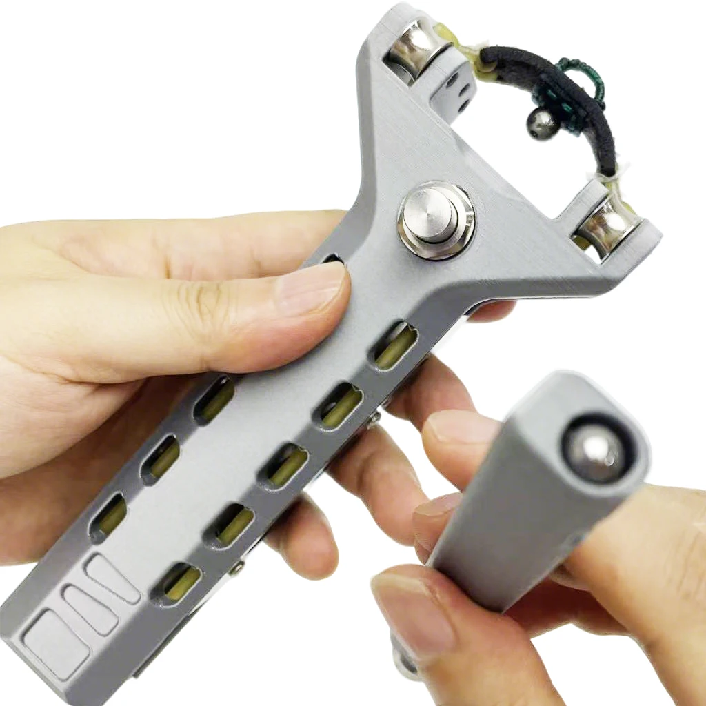 Automatic Magazine Loading Quick Fire Metal Slingshot, Portable Outdoor Jungle Catapult with Window Breaking Design, Men Decompression Outdoor Shooting Tool