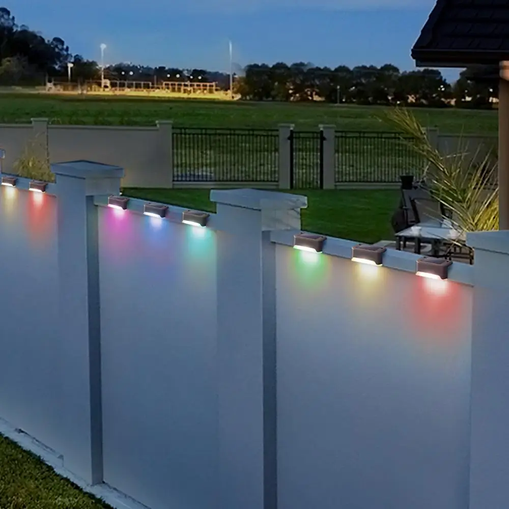 Color Changing Waterproof Led Solar Step Light Outdoor Deck Railing Stairs Step Fence Yard Patio Christmas Decoration Lights