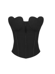 2023 Summer Women Black Elastic Bandage Tops Chic Strapless Sweatheart Bust Corset Crop Top High Street Evening Club Party Tops