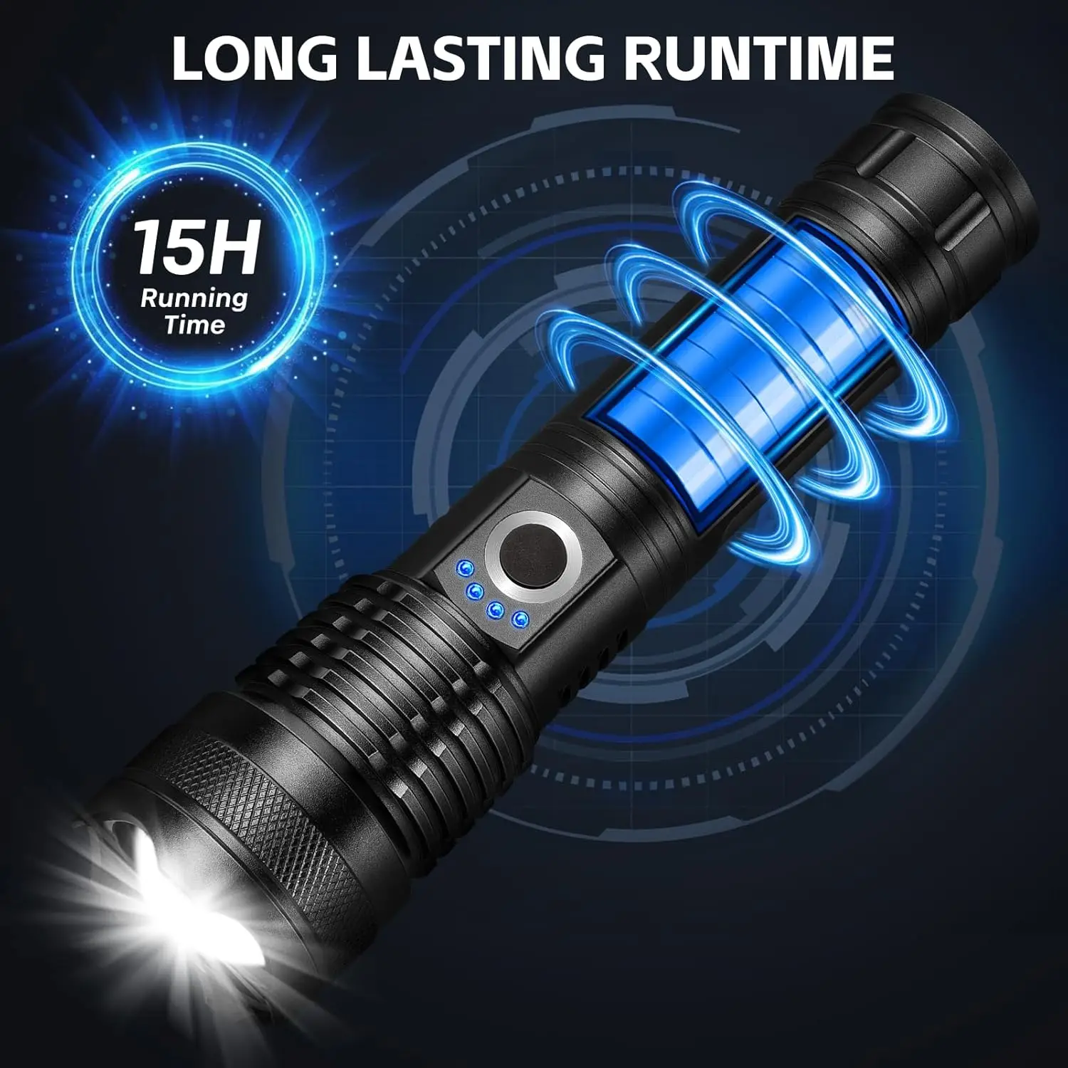 Rechargeable LED Flashlight High Lumens 99,000 Lm Powerful Handheld Light with 5 Modes
