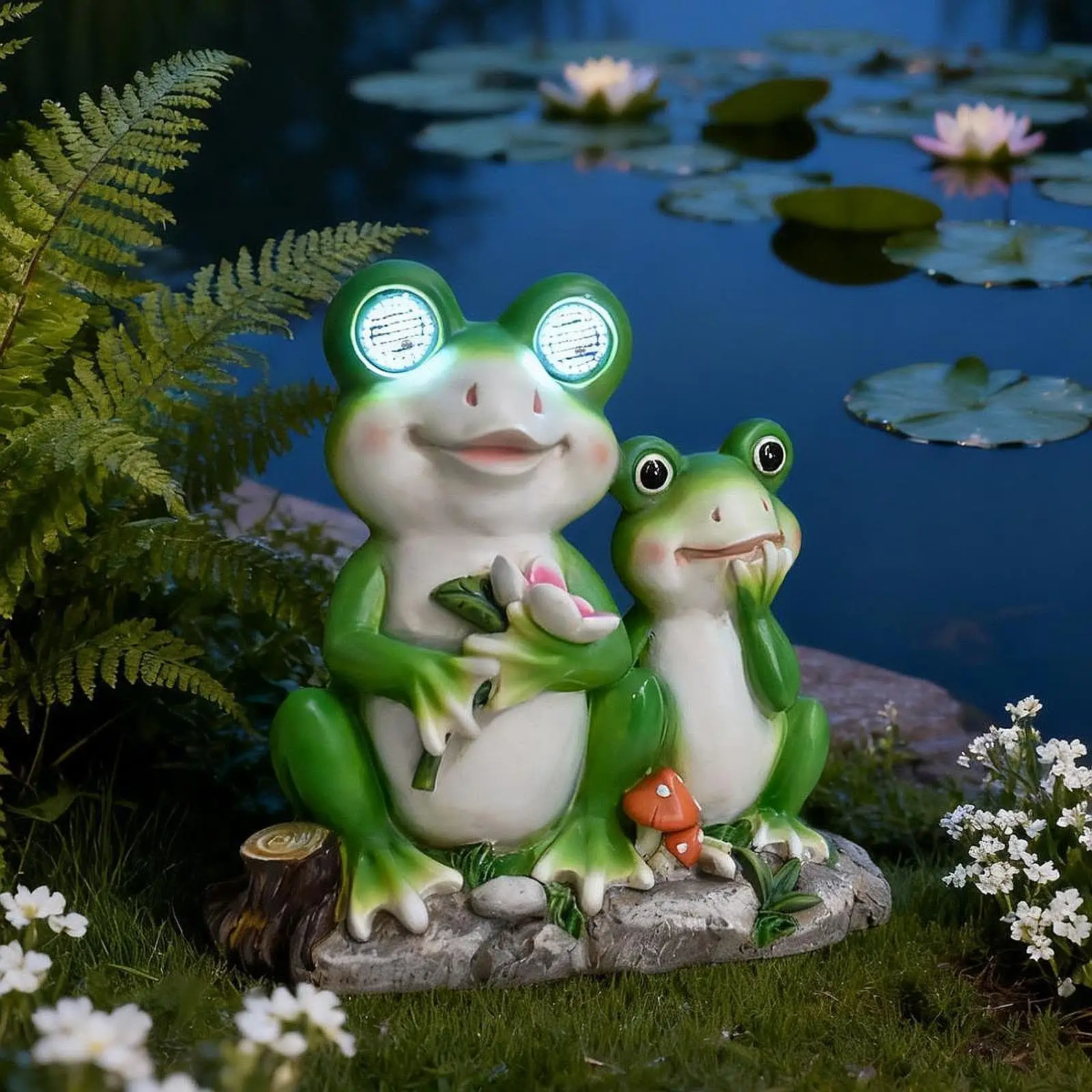 

Садовая лягушка, пара солнечного света, креативная, ремесленный уличный декор, подарок, фигурка животного из смолы для двора, лужайки