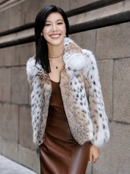 Fangtai importazioni invernali colore originale lynx cat Bobcats TOPLOT cappotto di pelliccia naturale di lusso cappotti di pelliccia di LYNX medio reale da donna Warm Lu