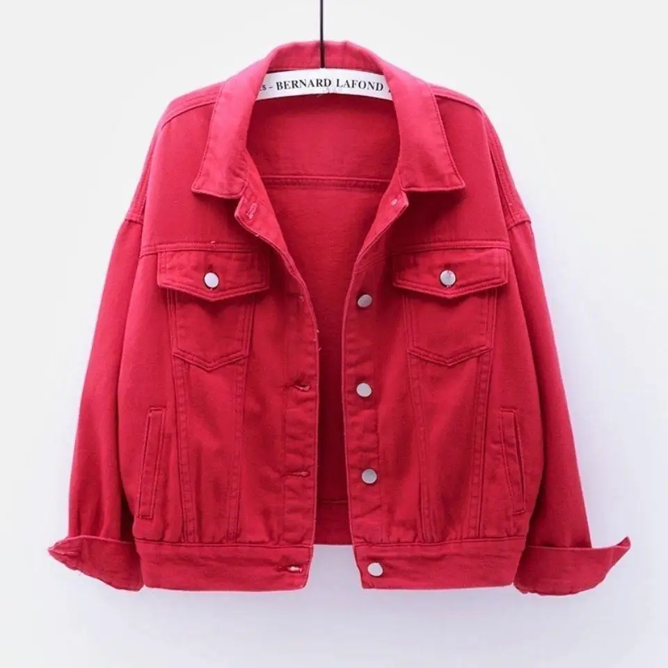  Spring Summer New Color Thin Denim Coats Women Short Korean Loose Bf Long-sleeved Jackets Female Casual Solid Tops Fashion