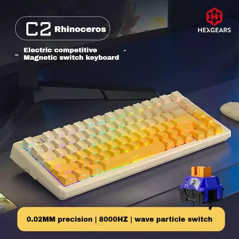 

HEXGEARS C2 Механическая клавиатура Магнитный переключатель Проводной 8k Скорость опрокидывания RGB Киберспорт FPS Индивидуальная игровая клавиатура Аксессуары для ПК