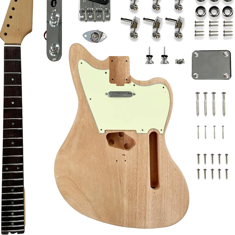 Censtar DIY Electric Guitar Kit,Mahogany Body and Neck,Rosewood Fretboard,Unfinished Uncut DIY Guitar Kit,Guitar Kits Build Your