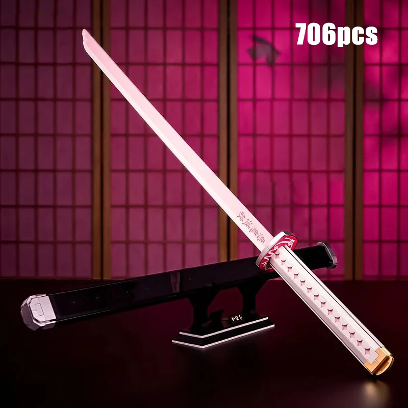 NONE Samurai Schwert Bausteine Ninja Klinge Katana Japanischen Anime Schmetterling Nichirin Messer Ziegel MOC Kinder Spielzeug für Erwachsene Geschenk 9