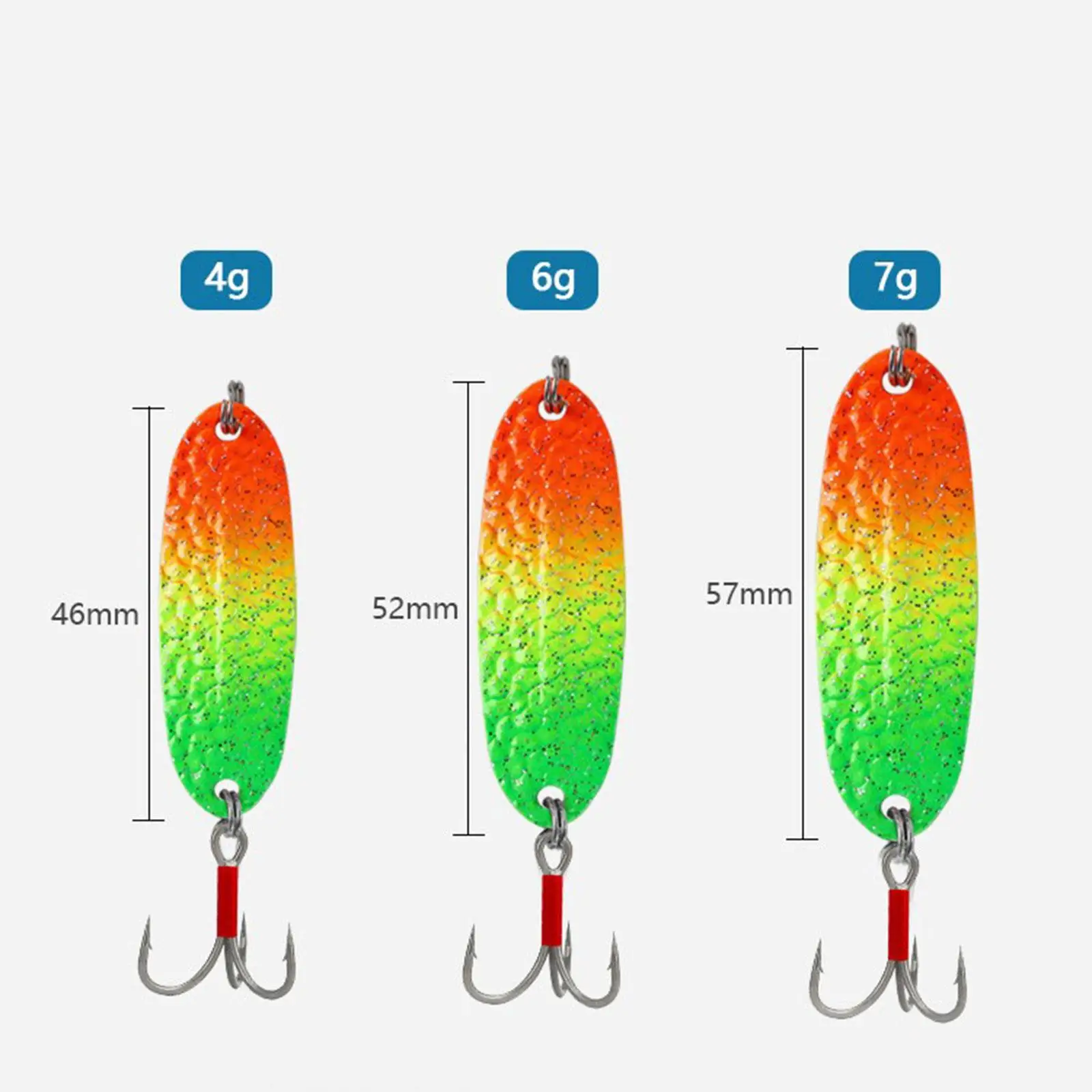 5 قطع ملاعق صيد معدنية مع خطافات ترتر صلب لسمك السلمون المرقط الأحمر