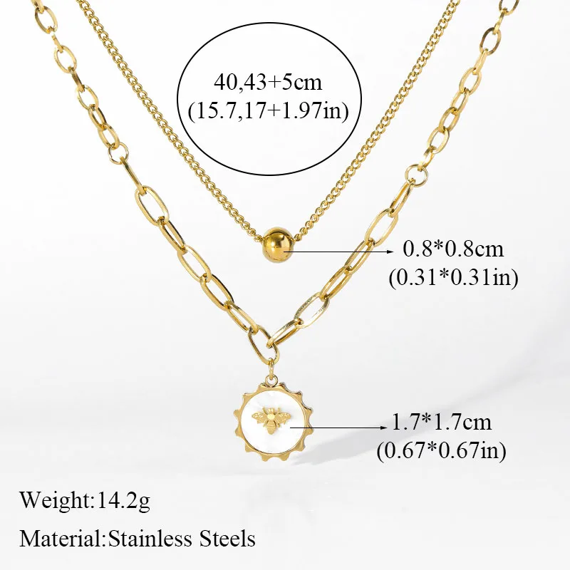 EILIECK 316L Stainless Steel Vintage Bee Pendant Necklace For Women Fashion Waterproof Gold-plated Neck Chain Jewelry Gift