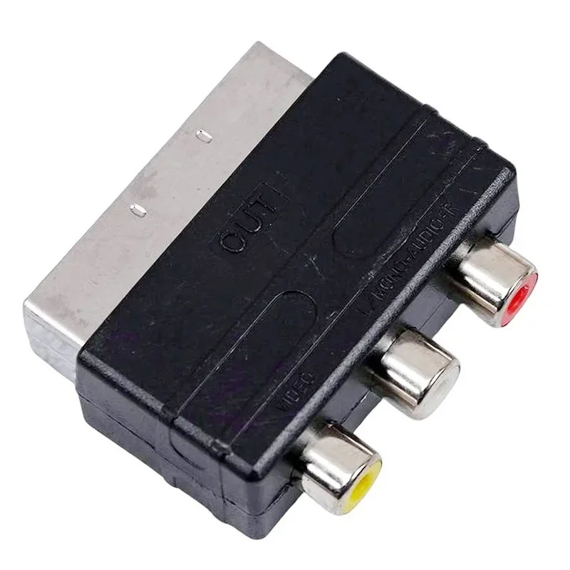 High Quality Scart Male Plug To 3RCA Phono Female AV TV Audio Video Adapter Input for PS4 for WII DVD VCR