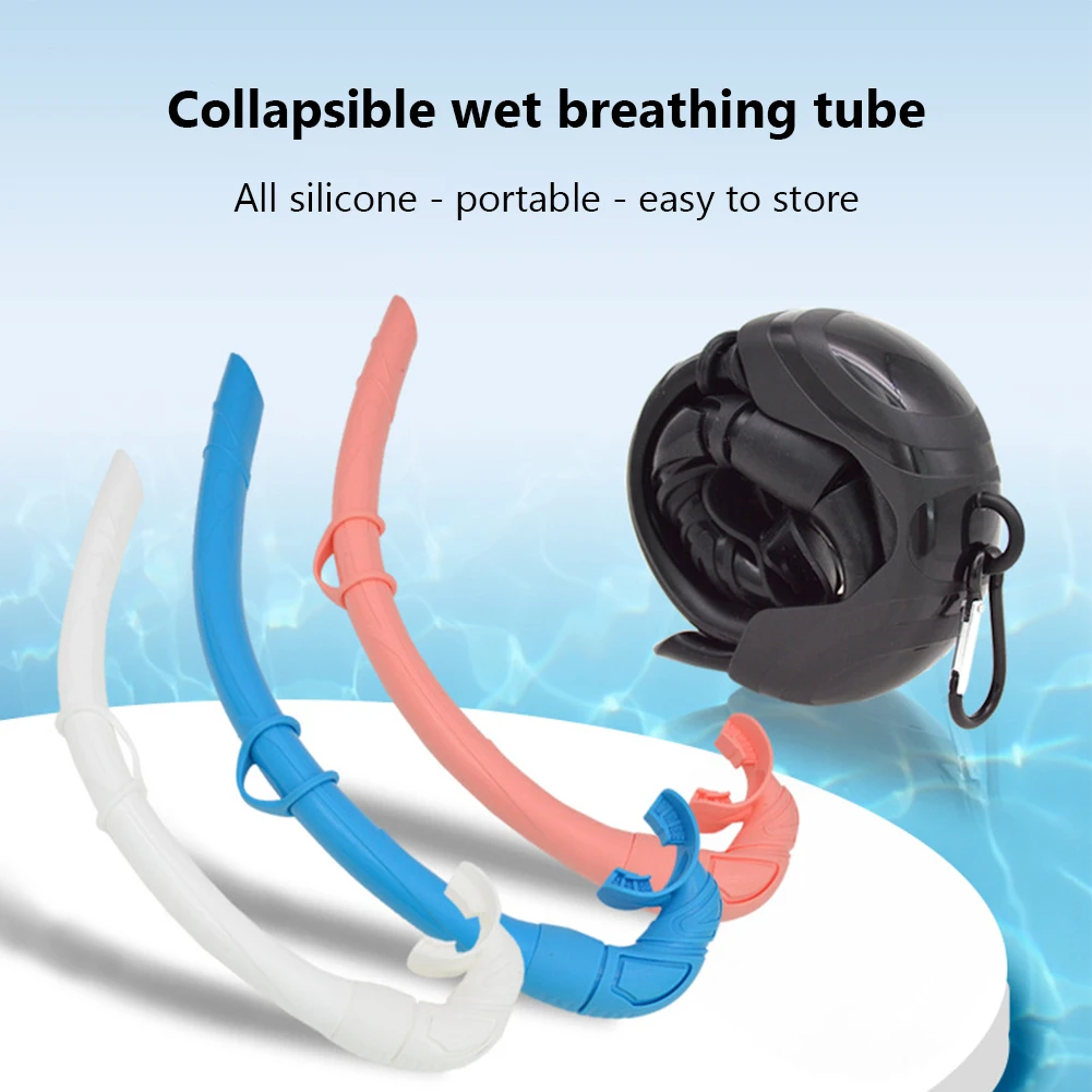 Freediving Snorkel Silicone Flexible Roll Up Snorkel Set With Compact Storage Case For Outdoor Scuba Diving Spearfishing