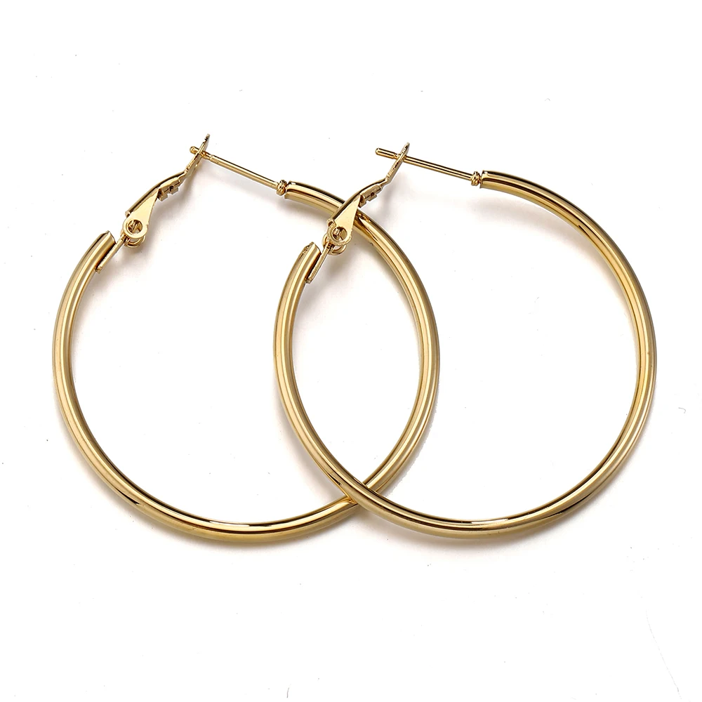 10pcs 2pcs Stainless Steel Round Big Circle Hoop Earring Hoops Gold Color Earring Fashion Women Jewelry Making DIY Accessories