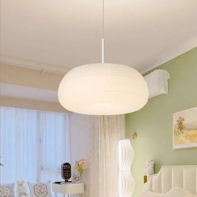 Milky white glass pendant light Nordic LED Striped Cream Apple minimalist lighting For Bedroom  Dining Room table cafe light