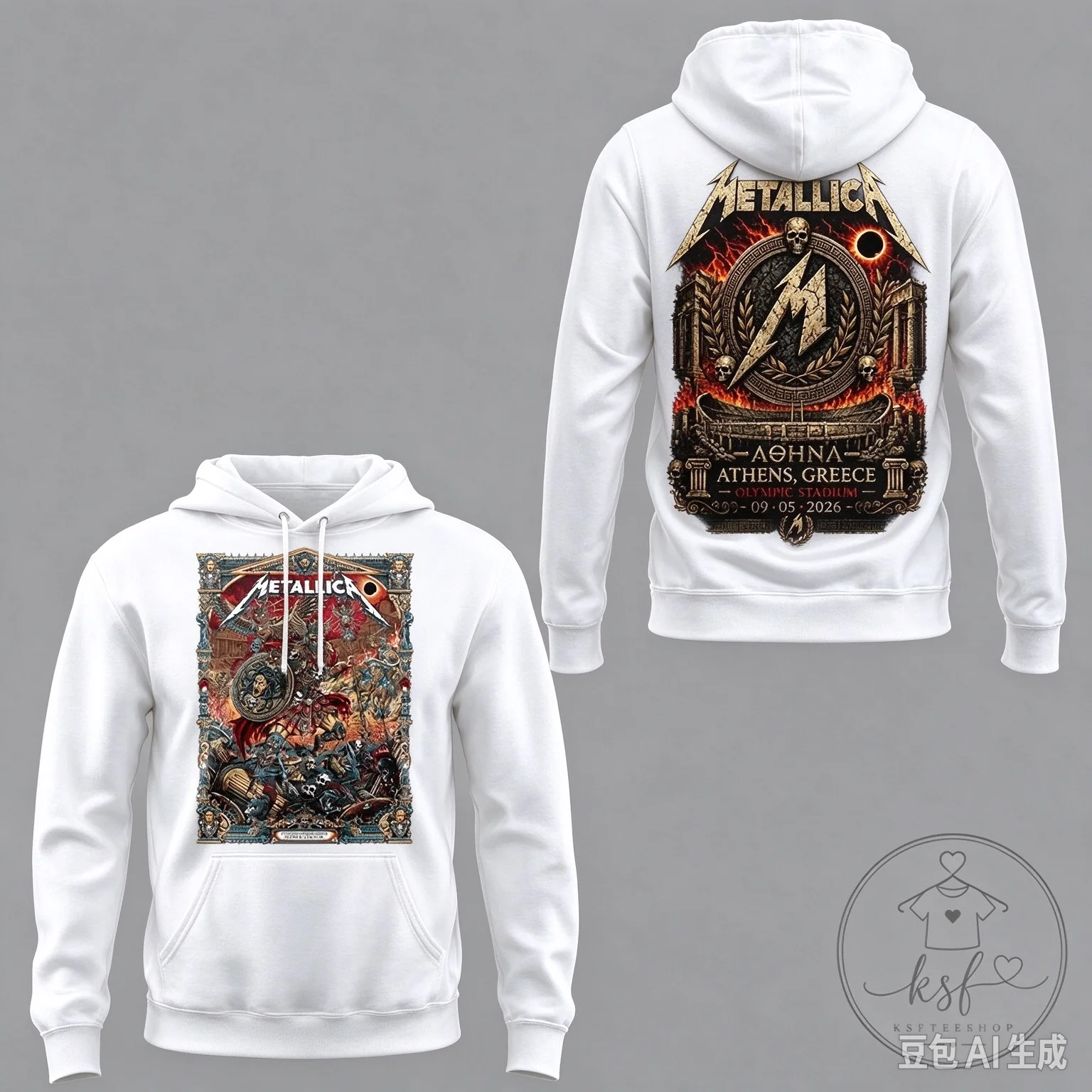 2026 Metallica Athens Greece 2026 Tour Hoodie Double Sided Printed Neutral Heavy Metal Rock Band Hoodie