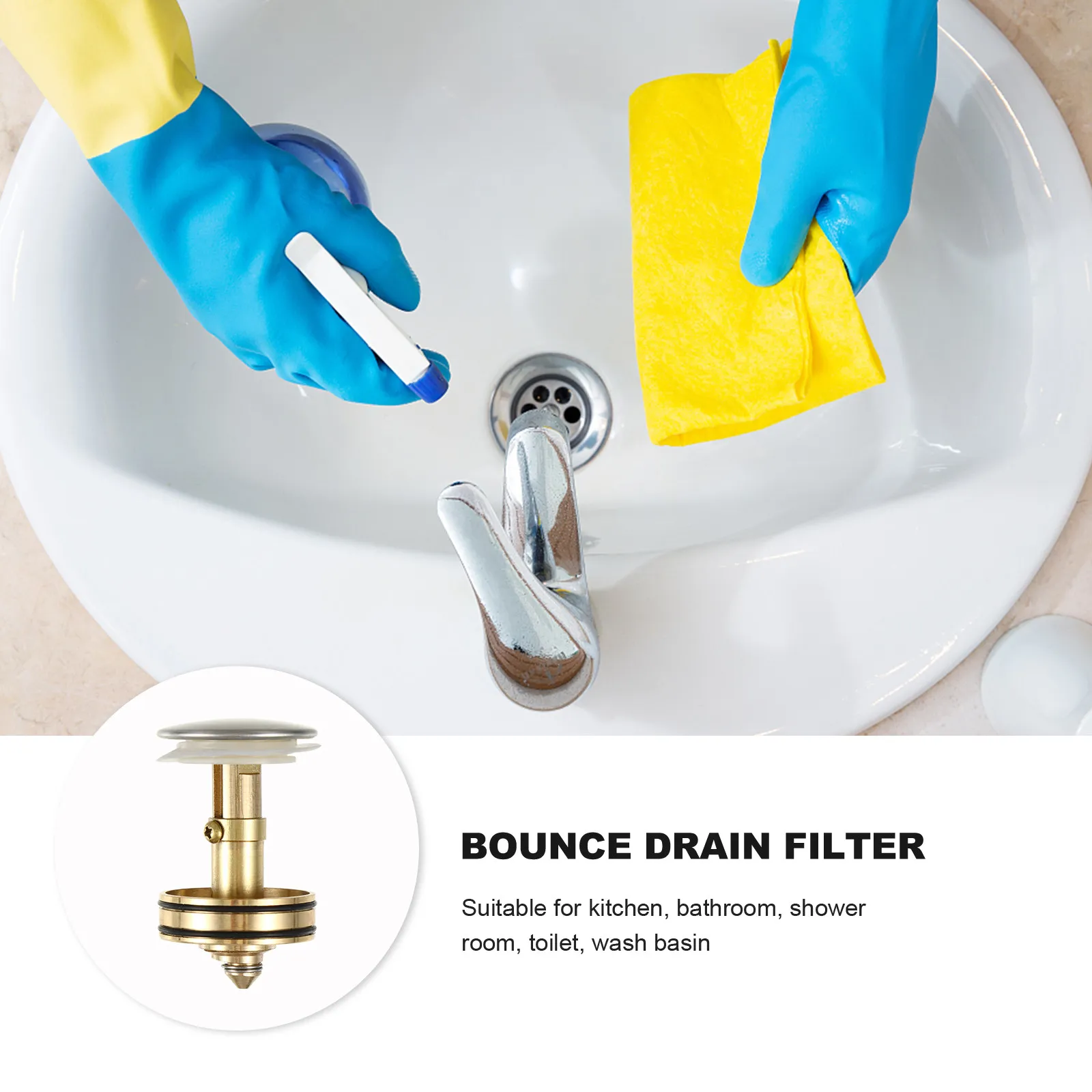 1Pcs Downpipe Button Bounce Drain Filter Wash Basin Drainer Easy Install Kitchen Bathroom Sink Stopper Bounce Drain Filter - view 3